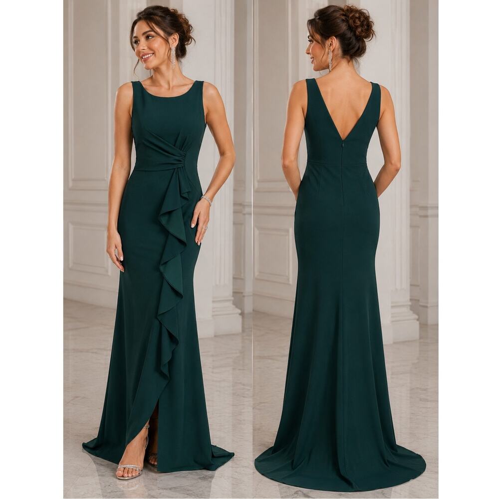 Betsy & Adam Pine Green Formal Gown Size 8 NWT